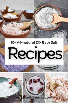 I’ve been making my own bath salts for years, and I finally decided it was time to compile all my favorite bath salt recipes in one place for you. Epsom Salt Bath Recipe, Diy Salt Scrub Recipe, Bath Salts Diy Recipes, Diy Bath Salts, Homemade Bath Salts, Salt Scrub Diy, Skin Care Diy, Salt Scrub Recipe, Bath Soak Recipe