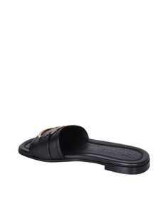 100% leather Black Leather Sandals With Gold-tone Hardware, Casual Leather Sandals For Office, Classic Leather Sandals For Work, Luxury Leather Sandals For Business, Luxury Leather Business Sandals, Leather Sandals With Gold-tone Hardware For Evening, Modern Leather Sandals For Office, Evening Leather Sandals With Gold-tone Hardware, Modern Leather Office Sandals