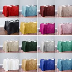 six different colors of table cloths on top of each other