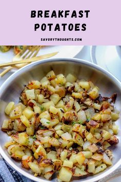 a bowl filled with potatoes on top of a table