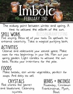 Imbolc Correspondences, Happy Imbolc, Pagan Sabbats, Wiccan Holidays, Blessing Manifesting