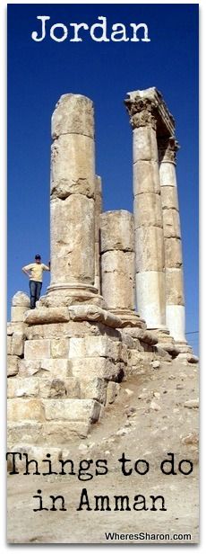 a man standing on top of a stone structure with the words jordan written below it