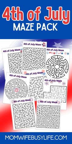 4th of july mazes Teacher Files, Printable Mazes, Mazes For Kids, Toddler School, Slime For Kids, Maze Puzzles, Schedule Organization, School Printables