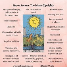 The Moon, in upright position from the Major Arcana suit in the tarot deck and its meanings, including the astrology and numerology meanings.

#TheMoon #MajorAcarna #TarotCardMeanings #Tarot The Moon Tarot Card Meaning, The Moon Meaning, Moon Tarot Card