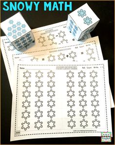 snow math worksheet with two cubes on top of each other and the words,