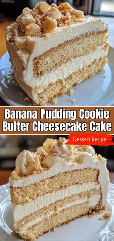 Banana Pudding Cookie Butter Cheesecake Cake Recipe That Will Wow Your Guests! Cookie Butter Banana Pie, Banana Pudding Cookie Butter Cheesecake, Easy Banana Pudding Cookies, Banana Pudding Cookie Butter Cheesecake Cake, Banana Pudding With Nutter Butters, Easy Banana Pudding Cheesecake, Hot Banana Pudding Recipe, Unique Deserts Ideas, Unique Banana Recipes