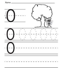 the letter o worksheet with an owl and a tree on top of it