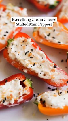 stuffed bell peppers with cream cheese and black pepper sprinkles on the top