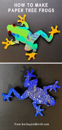 how to make paper tree frogs for kids and toddlers with pictures on them