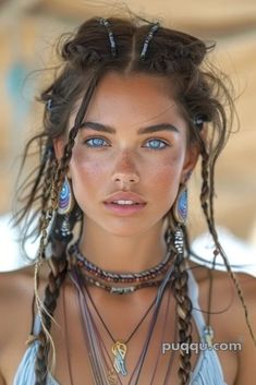 Festival Hairstyles: Unleash Your Inner Boho Chic at Coachella - Puqqu Κούρεμα Bob, Stile Boho Chic, Fest Outfits, Hippie Hair, Fishtail Braid, Festival Makeup, Goddess Braids