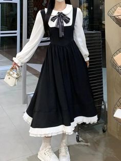 1Measurement In CM long dress size Shoulder(cm) Bust(cm) Sleeve(cm) Length(cm) M 35 88 59 108 L 36 92 60 109 XL 37 96 61 110 XXL 38 100 62 111 XXXL 39 104 63 112 4XL 40 108 64 113 5XL 41 112 65 114 1Measurement In CM short dress size Shoulder(cm) Bust(cm) Sleeve(cm) Length(cm) M 35 88 59 88 L 36 92 60 89 XL 37 96 61 90 XXL 38 100 62 91 XXXL 39 104 63 92 4XL 40 108 64 93 5XL 41 112 65 94 PLEASE NOTE: 1.Please according your own measurements to choose your suitable size. 2.This is Asian size,Pleas Black Long Sleeve Vintage Costume Dress, Black Long Sleeve Vintage Dress For Costume, Black Long Sleeve Vintage Dress For Costume Party, Vintage Black Dress With Doll Collar, Black Vintage Dress For Spring Costume Party, Black Vintage Dress For Costume Party In Spring, Black Ruffled Retro Dress, Black Harajuku Costume Dress, Harajuku Style Black Dress With Ruffles