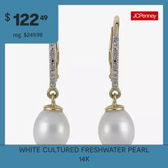 Pearl Type: Cultured Freshwater PearlsFeatures: Quick ShipEarring Back: Lever BackSetting: ProngStone Cut: RoundPearl Size: 9-10mmMetal Color: WhiteEarring Length: 20mmEarring Width: 20mmCare: Hand WashStone Type: 8 Genuine TopazBirthstone: June BirthstoneEarrings Style: Drop EarringsMetal: 14k Gold Over SilverCountry of Origin: Imported Pearl Types, Earrings Drop, Silver Drop Earrings, Fresh Water, Freshwater Pearls, Drop Earrings, Silver, Gold, White