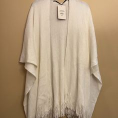 Faded Glory Ruana Wrap/Shaw With Fringes At The Hem Line, Off White, One Size Fit All All Reasonable Offers Accepted Mint Scarf, Ruana Wrap, Grey Scarf, Wrap Shawl, White Turquoise, Shrug Sweater, Off White Color, Long Scarf, Faded Glory