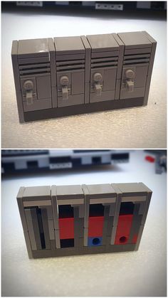 there are three legos that have been made to look like they are in the shape of lockers