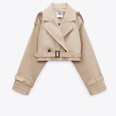 This Trench Was So Hard To Find And Completely Sold Out Now. Unfortunately, Too Big For Me Zara Trench Coat, Casual Trench Coat, Trench Beige, Cropped Trench Coat, Short Trench Coat, Khaki Jacket, Loose Coats, Trench Jacket, Leather Trench Coat