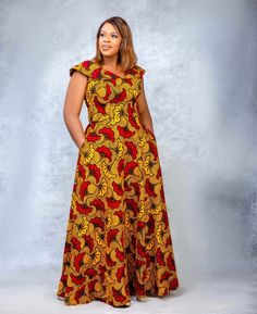 This beautifully made African print dress will make you look stunning and standout in that your forthcoming occasion. ABOUT SIZING: *  Comes in different sizes.  * For more perfect fit, please use the measurement guide/sample to measure and send us the following: @Bust @Waist @Hip  @Dress length  Kindly let us know how tall you are to enable us determine a perfect dress length for you. ORDERING PROCESS: * Please swipe left of the product/outfit picture to see pictures of available fabrics in num African Maxi Dress Ankara, Ankara Maxi Dress, African Fabric Dress, Long African Dresses, Best African Dresses, African Dresses Modern, African Maxi Dresses, Ankara Print, African Fashion Modern