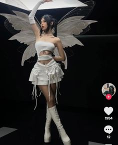 Cosplay Women Outfits, Out Of This World Outfit, Postergirldress Outfit, K Pop Stage Outfits Ideas, Burlesque Aesthetic Outfit, White Stage Outfits, Angel Costume Aesthetic, Movie Theater Outfit, Fest Outfits