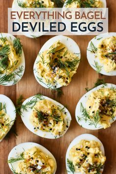 deviled eggs with dill sprinkles and everything bagel deviled