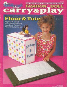 PLASTIC CANVAS FASHION DOLL CARRY & PLAY FLOOR & TOTE PATTERN BEGIN EACH CARRY & PLAY ROOM BY STITCHING THESE BASIC PIECES ON 7-COUNT PLASTIC CANVAS SIZE: TO FIT BARBIE FASHION DOLL PLASTIC CANVAS PLAY SETS 1993 THE NEEDLECRAFT SHOP THIS 12 PAGE PATTERN BOOKLET IS IN GOOD USED CONDITION.   THIS PATTERN IS NON-REFUNDABLE THIS IS A PATTERN, NOT A FINISHED PRODUCT. ------------------------------------------------------------------------------------- Please let me know if you have any questions. Oth Plastic Canvas Pattern, Doll Barbie, Needlepoint Patterns, Plastic Canvas Crafts, Barbie Furniture, Doll Shop, Tote Pattern, Canvas Crafts, Play Room