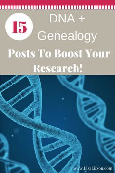 a blue and white image with the words, 15 genealogy posts to post your research