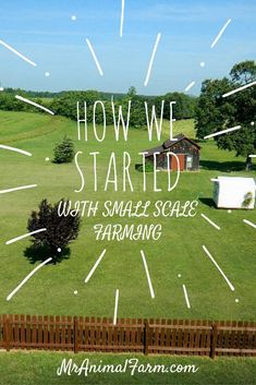 the words how we started with small scale farming in front of an aerial view of a farm