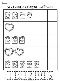 a worksheet for valentine's day with numbers and shapes to print out