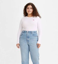 Long Sleeve Baby T-shirt - White | Levi's® US Levi Dress, White Levis, Shirt Blouses Tops, Denim Trends, Baby T Shirt, Baby Tshirts, Baby Tee, Shirt White, Playsuit