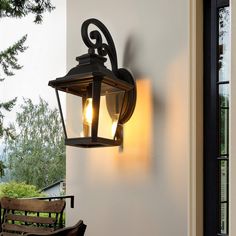 Large Outdoor Wall Sconce Lights with Clear Glass outdoor wall lighting TriadCommerceInc Matte black Outdoor Porch Lights, Wall Mount Lantern, Outdoor Wall Mounted Lighting, Modern Lanterns, Exterior Light Fixtures, Outdoor Light Fixtures, Outdoor Wall Lantern, Wall Lantern, Porch Lighting