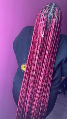 Braids  • Hair  • Box braids  • Small braids  • Edges   • Fluffy edges  • Style  • Protective styles Pink Box Braids, Colored Box Braids, Braids For Black, Big Box Braids, Big Box Braids Hairstyles, Braided Cornrow Hairstyles, Box Braids Hairstyles For Black Women, Cute Braided Hairstyles