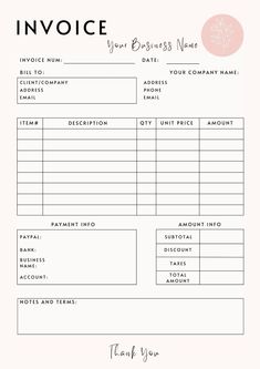 Craft Business Invoice Form Business Invoice Templates Free, Order Form Template Free Printable Craft, Small Business Receipt Template, Custom Order Form Template Free, Small Business Order Forms, Order Form Template Free Printable, Cute Invoice Design, Invoices Design, Small Business Invoice Templates