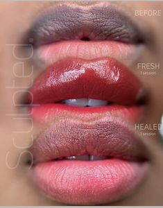 Micropigmentation Lips, Permanent Lip Color Tattoo On Dark Lips, Permanent Lip Blush, Lip Blush Permanent Makeup, Permablend Pigments Lips, Lip Permanent Makeup, Beginners Eye Makeup