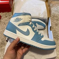 Jordan 1 Mid UNC Unc Jordan 1, Jordan 1 Mid Unc, Unc Jordans, Air Jordan 1 Unc, Jordan Unc, Jordan Air 1 Mid, Jordan 1 Unc, Blue Jordans