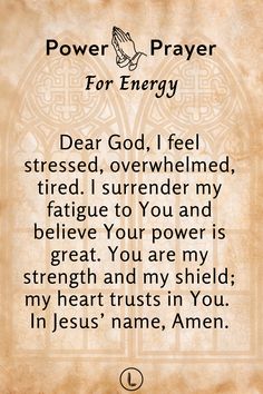 an old parchment paper with the words power prayer for energy