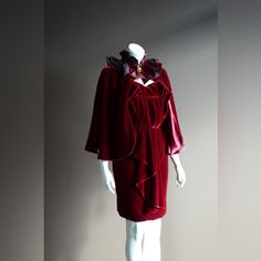 Gorgeous Rare Find! 2 Piece Set With Beautiful Craftsmanship. Tags: Bolero, Shrug, Shawl, Capelet, Velvet Cape Dress, Velvet Cape, Bolero Shrug, Cape Dress, Dress Set, 2 Piece Set, Lady In Red, Set Dress, Red Velvet