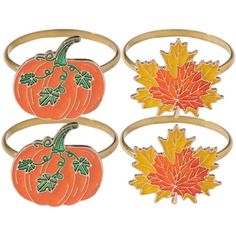 three rings with pumpkins and leaves on them