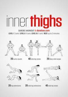 The Inner Thigh workout targets some hard-to-train tendon groups plus all the lower body. Darebee Workout, Cardio Yoga, Thighs Exercises, Leg Workouts, Cardio Training, Power Yoga, Thigh Exercises, Toning Workouts