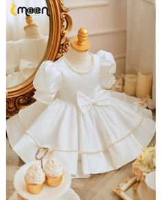 Get 10% off now! Buy elegant white satin ruffled flower girl dress with beading pearls at cheap price online. Free stable shipping and pro custom service since 2009. White Princess Dress With Pearl Embroidery, White Ruffled Pageant Dress For First Communion, Satin Princess Dress With Ruffles, White Elegant Pageant Dress With Ruffles, Elegant White Pageant Dress With Ruffles, White Satin Dress For First Communion, White Satin Princess Dress, White Princess Dress With Satin Bow For Dress-up, White Satin Princess Dress For Pageant