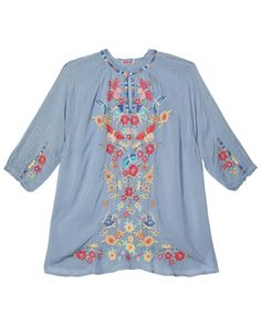 Johnny Was Plus Size Leona Tunic | Zappos.com Spring Embroidered Rayon Blouse, Spring Rayon Blouse With Floral Embroidery, Elegant Spring Blouse With Tonal Embroidery, Spring Floral Embroidered Rayon Blouse, Elegant Blouse With Tonal Embroidery For Spring, Spring Floral Embroidery Rayon Blouse, Spring Peasant Top With Multicolor Embroidered Neckline, Bohemian Tops With Tonal Embroidery For Spring, Bohemian Spring Tops With Tonal Embroidery