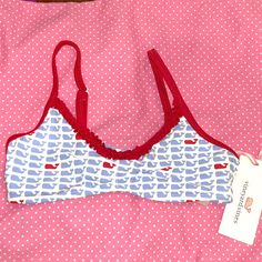 New!! With Tags Attached. Vineyard Vines Patriotic Preppy Bikini Swim Top. Size Xs. Red White And Blue. Whale Print. Lined. Adjustable Straps. From A Smoke Free And Pet Free Home. Stretch Beachwear Swimwear For Playtime, Cute Red Swimwear For Poolside, Playful Red Sleeveless Swimwear, Cute Red Swimwear For The Beach, Playful Fitted Tops For Pool, Playful Red Tops For Vacation, Fun Red Swimwear For Pool, Red Fun Swimwear For Pool, Playful Red Stretch Swimwear