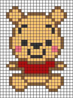 a cross stitch pattern with a teddy bear