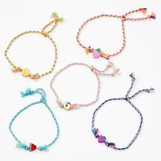 Claire's Fruit Mix Bracelets - 5 Pack Adjustable Summer Bracelet Jewelry, Adjustable Bracelet Jewelry For Summer, Adjustable Bracelet For Summer, Playful Adjustable Multicolor Friendship Bracelets, Casual Multicolor Jewelry With Adjustable Length, Trendy Adjustable Jewelry For Summer, Casual Summer Jewelry Gift, Adjustable Pink Summer Bracelets, Playful Adjustable Friendship Bracelets For Gifts