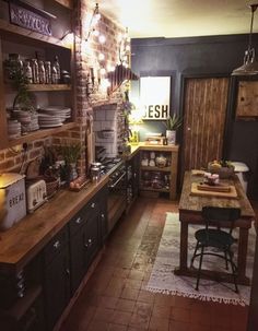 the kitchen is clean and ready to be used for cooking or baking, but it's not too crowded with people