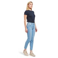 Mom - Hubert - Light Blue Versatile High-stretch Mid-rise Jeans, Denim Blue Relaxed Fit Mid-rise Jeans, Blue Stretch Mid-rise Jeans, Mid-rise Comfort Stretch Denim Blue Jeans, 10 Item Wardrobe, Indigo Relaxed Fit Full-length Jeans, Indigo Colour, Dark Blue Color, Premium Denim