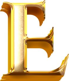 the letter e is made up of gold and white letters, with an elegant design