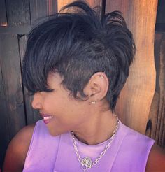 Good Morning from the other side! 💜💜💜 #morning☕️☕️☕️ #liketheriversalon #thecutlife #modernsalon Mohawk Black Women, Hair Cuts For Black Women, Pixies Haircut, Long Mohawk, Mohawk Hair, Mohawk Styles, Sassy Haircuts, Kelly Cut, Tapered Hair