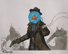 ArtStation - Detective Fishcake, A. Shipwright A Shipwright, Goldfish Bowl, Arte Peculiar, Dnd Art, Robot Concept Art, Creature Concept Art, Fantasy Concept Art, 판타지 아트