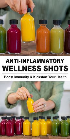 6 Wellness Shots to Boost Immunity, Fight Inflammation, & Boost Your Health | No juicer needed! - Feelin' Fabulous with Kayla Collagen Smoothie, Turmeric Shots, Wellness Shots, Ginger Shot, Juicer Recipes, Boost Immunity, Healthy Juice Recipes, Shot Recipes, Healthy Drinks Recipes