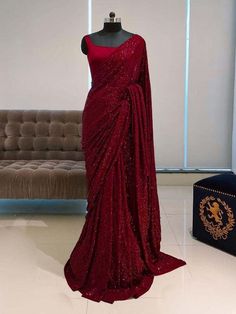 Girlish Saree, Draping Styles, Elegant Sarees, Red Sari, Sequence Saree, Simple Saree Designs, Saree Draping, Fancy Sarees Party Wear