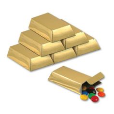 some gold bars and candy on a white background