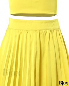 Bjux - Conjunto sofisticado: Conjunto de camiseta de tirantes y falda plisada Fitted Maxi Skirt In Solid Color For Summer, Fitted Solid Color Maxi Skirt For Summer, Fitted Solid Color Maxi Skirt For Spring, Chic Stretch Pleated Skirt For Summer, Yellow Solid Color Skirt For Summer, Spring Party Pleated Skirt In Solid Color, Yellow Solid Color Skirt For Spring, Spring Party Solid Color Pleated Skirt, Spring Yellow Solid Color Skirt